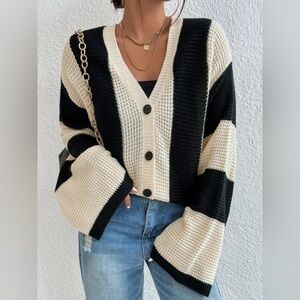 Striped Button Up Cardigan